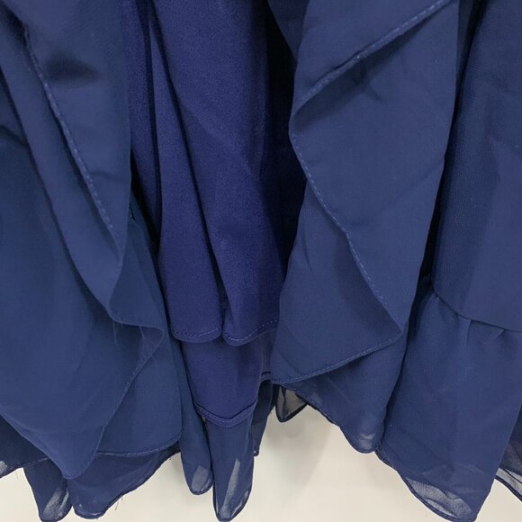 Mac Duggal Dress 55311 IEENA Maxi Gown Long Sleeve Blue Tiered - Picture 8 of 16